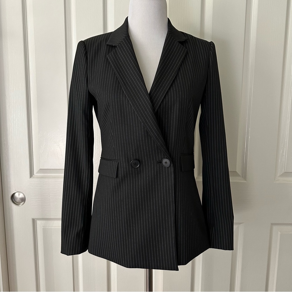 Antonio Melani Black Pinstripe Blazer Size 2 EUC